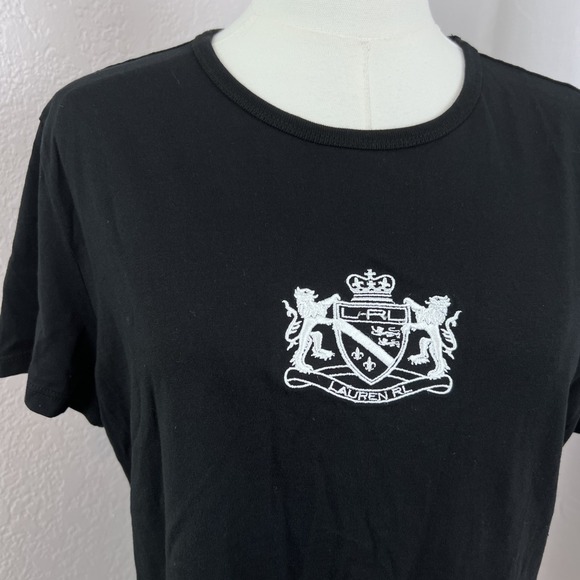 Lauren Ralph Lauren Tops - Lauren Ralph Lauren Top Womens Large Black Crest Embroidered Preppy Ivy League